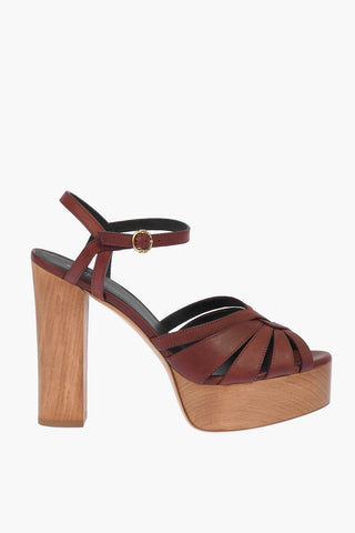 LES BOIS Sandali SIENNA in Pelle con Platform in Legno 12,5 cm
