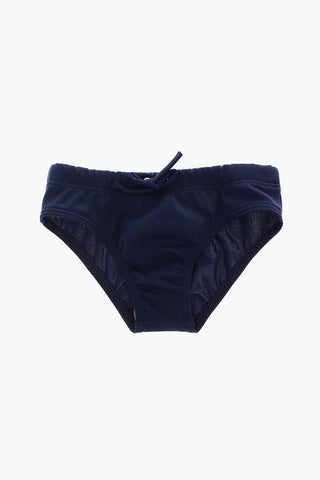 solid color MARFY swim brief with logo on the back