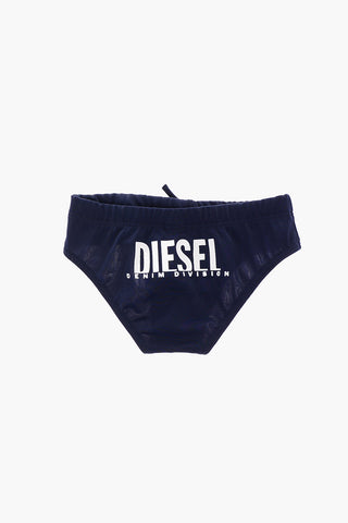 solid color MARFY swim brief with logo on the back