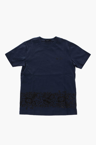 t-shirt girocollo in cotone con stampa floreale