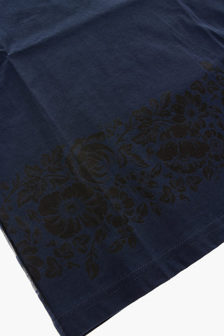 t-shirt girocollo in cotone con stampa floreale