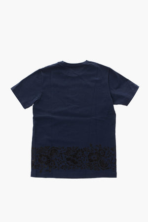 t-shirt girocollo in cotone con stampa floreale