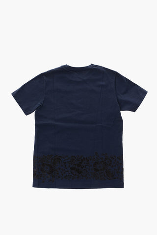 t-shirt girocollo in cotone con stampa floreale