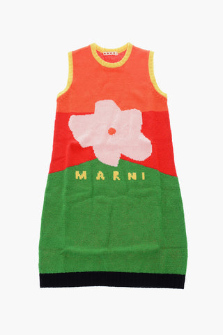 knitted sleeveless crew-neck dress
