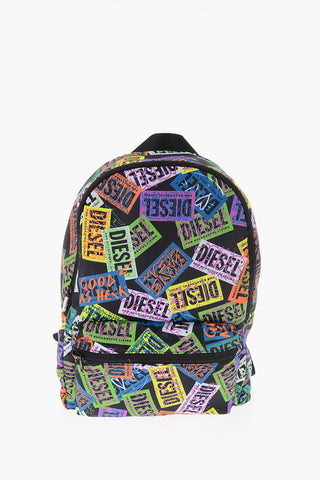 zaino in tessuto con stampa logo all over