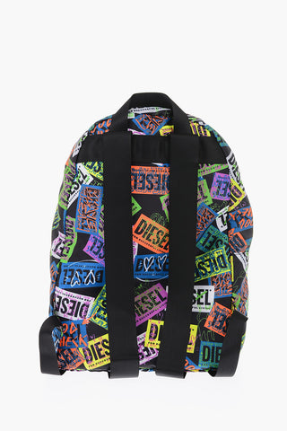 zaino in tessuto con stampa logo all over