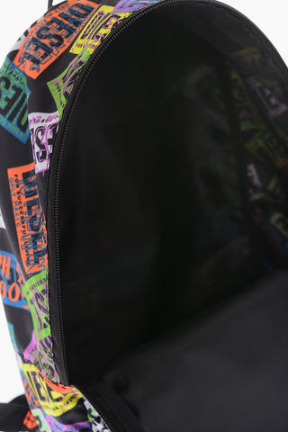 zaino in tessuto con stampa logo all over