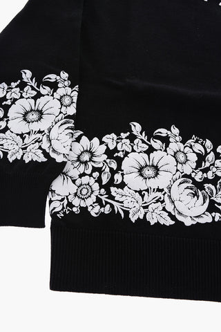 cotton crew-neck sweater with floral-print