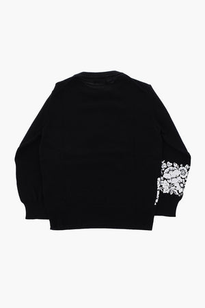 cotton crew-neck sweater with floral-print