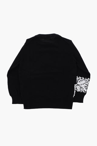 cotton crew-neck sweater with floral-print