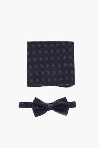 CC COLLECTION Silk Polka-Dot Pocket Square and Bow Tie