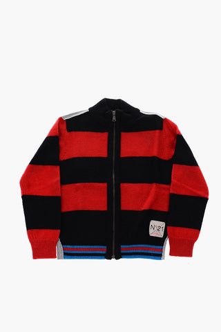 striped sweater with zip closure
