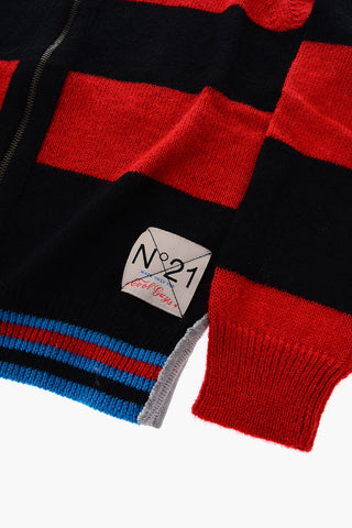 striped sweater with zip closure