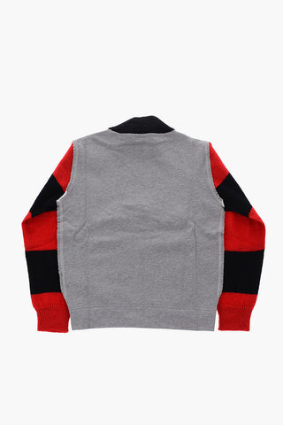 striped sweater with zip closure