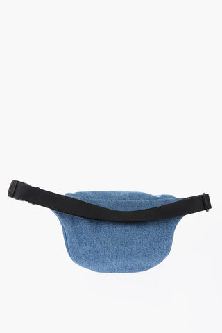 denim bum bag with logo patch