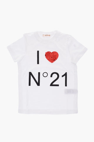 crew-neck t-shirt with sequins detail
