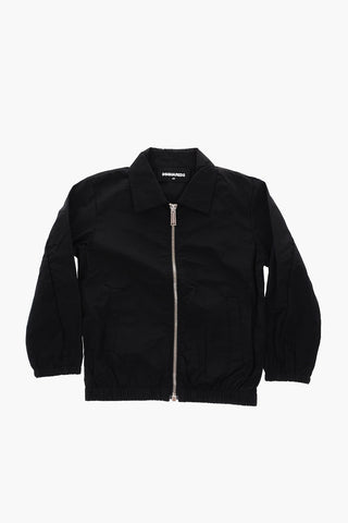 full zip outerwear jacket with print on the back
