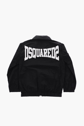 full zip outerwear jacket with print on the back