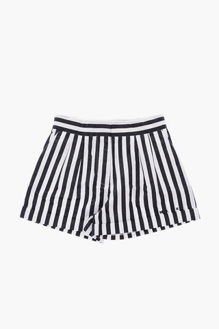 striped double pleat shorts