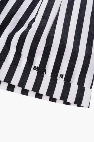 striped double pleat shorts