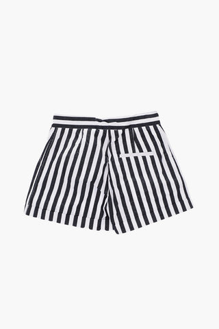 striped double pleat shorts