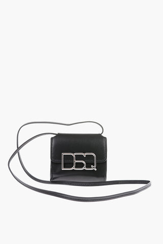 faux leather mini shoulder bag with embossed logo