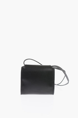 faux leather mini shoulder bag with embossed logo