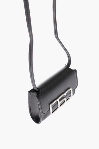 faux leather mini shoulder bag with embossed logo