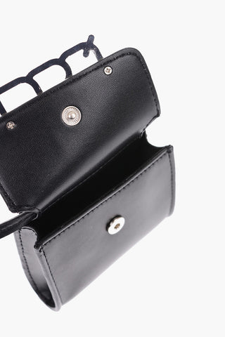 faux leather mini shoulder bag with embossed logo
