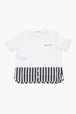 t-shirt girocollo con dettaglio a righe