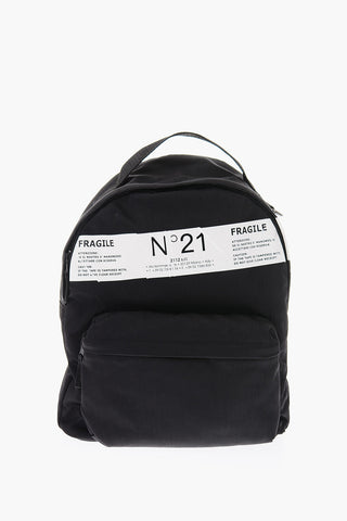 nylon backpack with leather trimmings