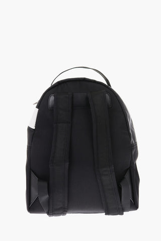 nylon backpack with leather trimmings