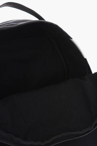nylon backpack with leather trimmings