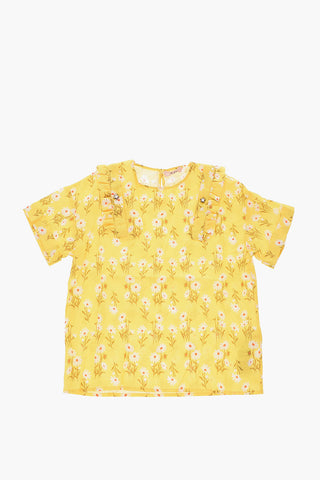 floral-printed cotton blouse