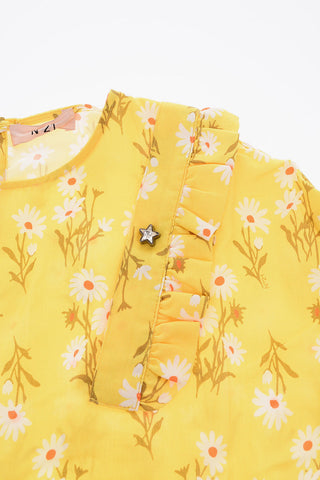floral-printed cotton blouse