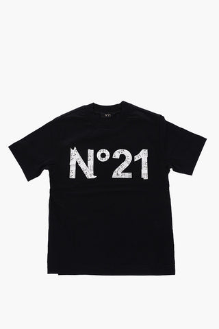t-shirt girocollo con stampa logo