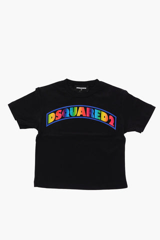 crew-neck t-shirt with rainbow logo-print