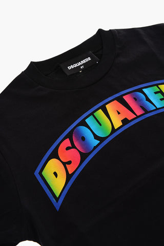 crew-neck t-shirt with rainbow logo-print