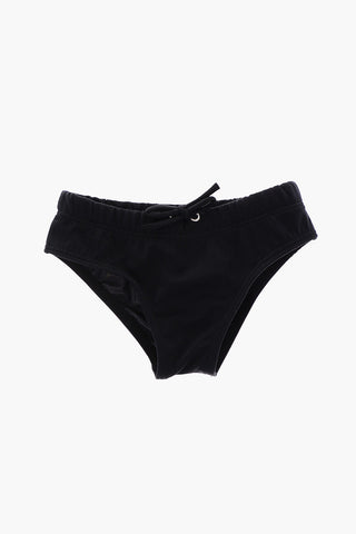 solid color MARFY swim brief with logo on the back