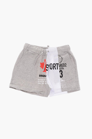 two-tone sweat shorts with logo-print
