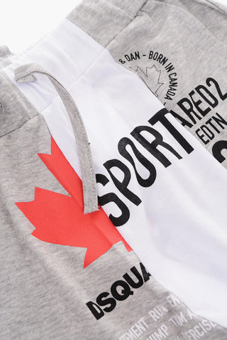 two-tone sweat shorts with logo-print