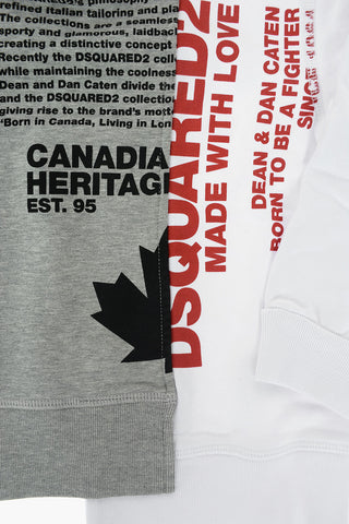 two-tone printed sweatshirt with hood