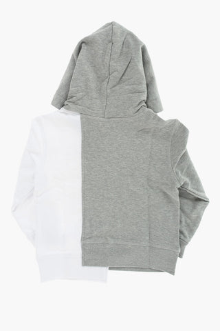 two-tone printed sweatshirt with hood