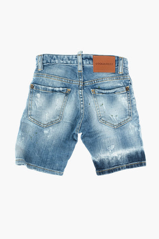 stretch denim distressed shorts