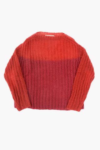 crew-neck sweater with embroidery logo on the back