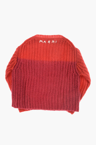 crew-neck sweater with embroidery logo on the back