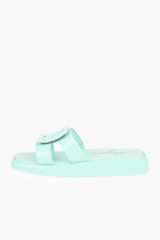 Slides in Vernice con Fibbia Rivestita