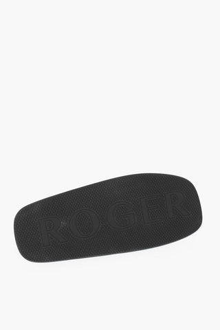 Satin Thong Slides with Floral Embellishments