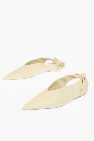 Leather Pointed Ballet Flats with Bow on the Back