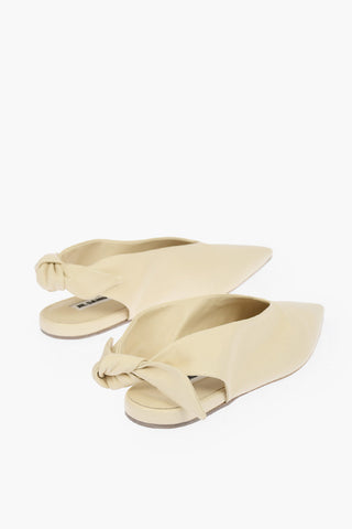 Leather Pointed Ballet Flats with Bow on the Back